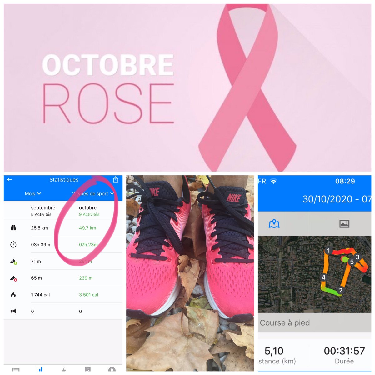 sandrinesappa's tweet photo. 🎀 Presque 50km ce mois ci 🏃🏼‍♀️🏃🏼‍♀️pour #AXAOctobreRose 
Avec #AXAAtoutCoeur c’est 5€ par km soit environ 250€ reversés à @institut_curie pour la recherche contre le cancer du sein. Restons mobilisés @audrey_chareyre @BDS_lyon @LescatC @Aurore_Pic https://t.co/RJua3X805i
