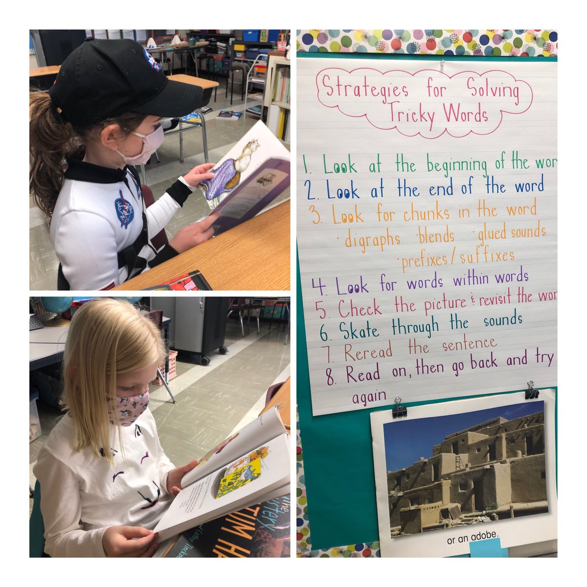 KymHarjes's tweet photo. Putting our Tricky Word Strategies into practice during independent reading #readingworkshop #decodingstrategies https://t.co/6DGf8aBW57