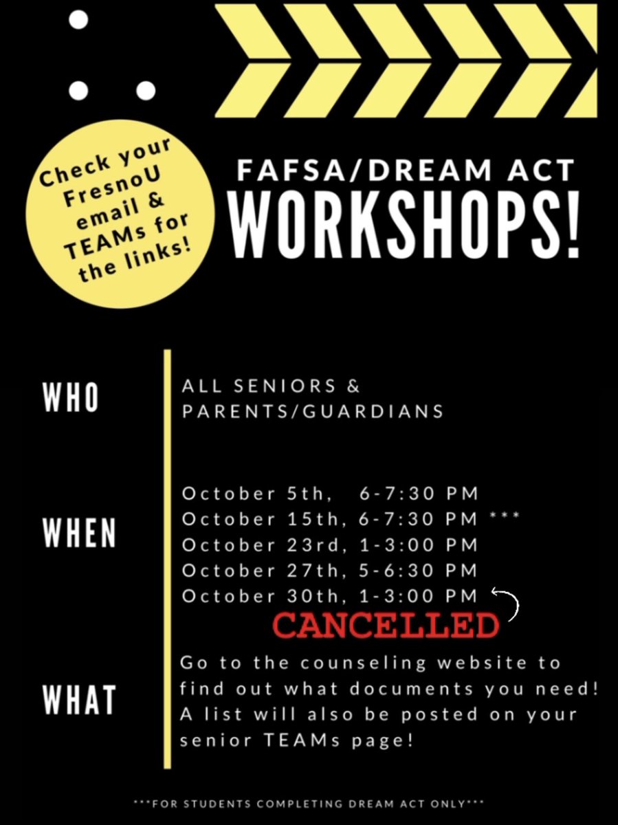 Today’s workshop has been cancelled. Please reach out to your counselor for support.