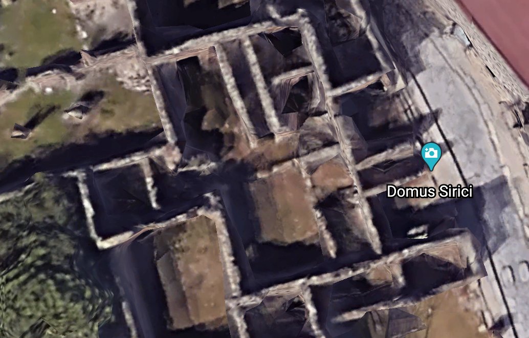 This is because there is no internal doorway connecting these rooms to the rest of the home. In the plan, 2 is the entrance, 6 is the atrium, and 16 is the kitchen [4]. Attached is an image of the atrium. I attempted to line up a Google Earth view of the home with the plan. /5