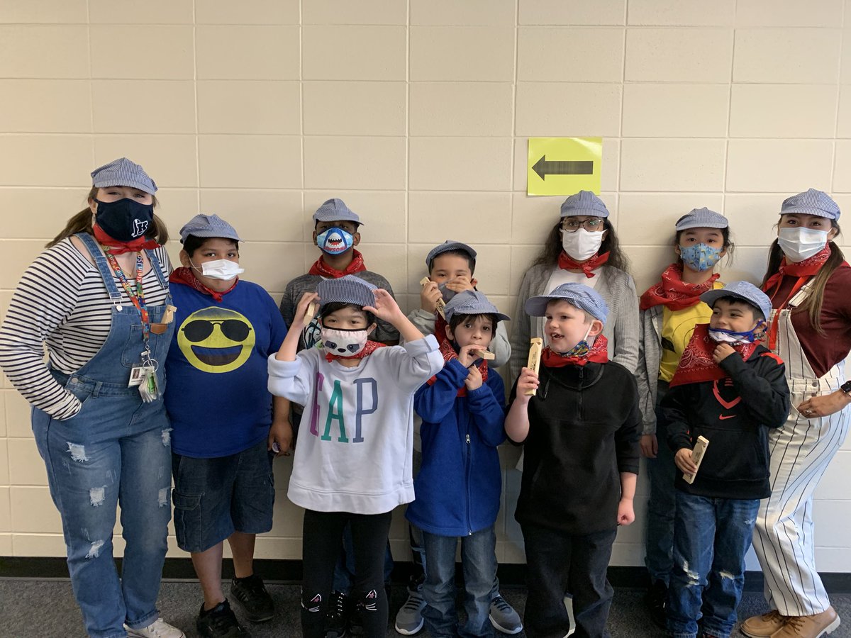mikkelsenMC's tweet photo. We are conductors on the conversation train today for book character day!! We can have meaningful conversations with our friends! @_missmelendez @KaiserKISD #kisdmagicalmoments #roped2learn #theconversationtrain https://t.co/3M5p7mxnqO