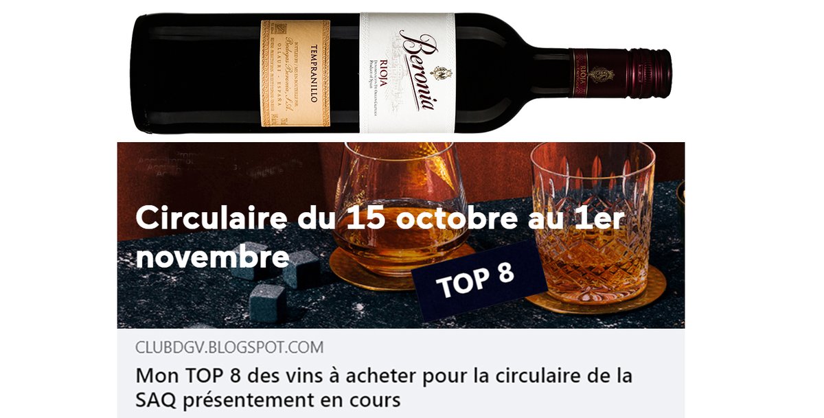 Les #vins ne représentent plus que 40% de l'offre de la circulaire de la SAQ (36 vins sur 90 produits). Je vous en suggère 8 qui devraient satisfaire vos papilles, dont ce #vin de la Rioja de @Gonzalez_Byass #wine Liste complète ici 👉 bit.ly/3kFSjxh