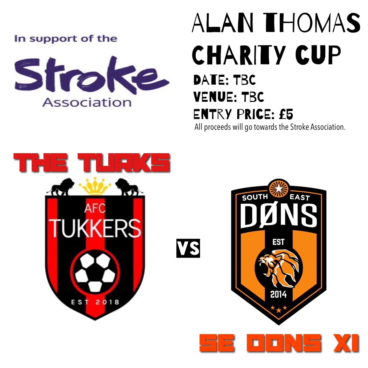 ANNOUNCEMENT‼️

Part 2.

Can put all the rumours to bed now regarding our opponents for the ‘Alan Thomas Charity Cup’ game and we are delighted to announce that we will be playing <a href="/sedonsfc/">*MIGHTY SE DØNS *</a> XI.

All details will be finalised soon, COVID dependant.

UP THE TURKS! 🔴🦁⚫️