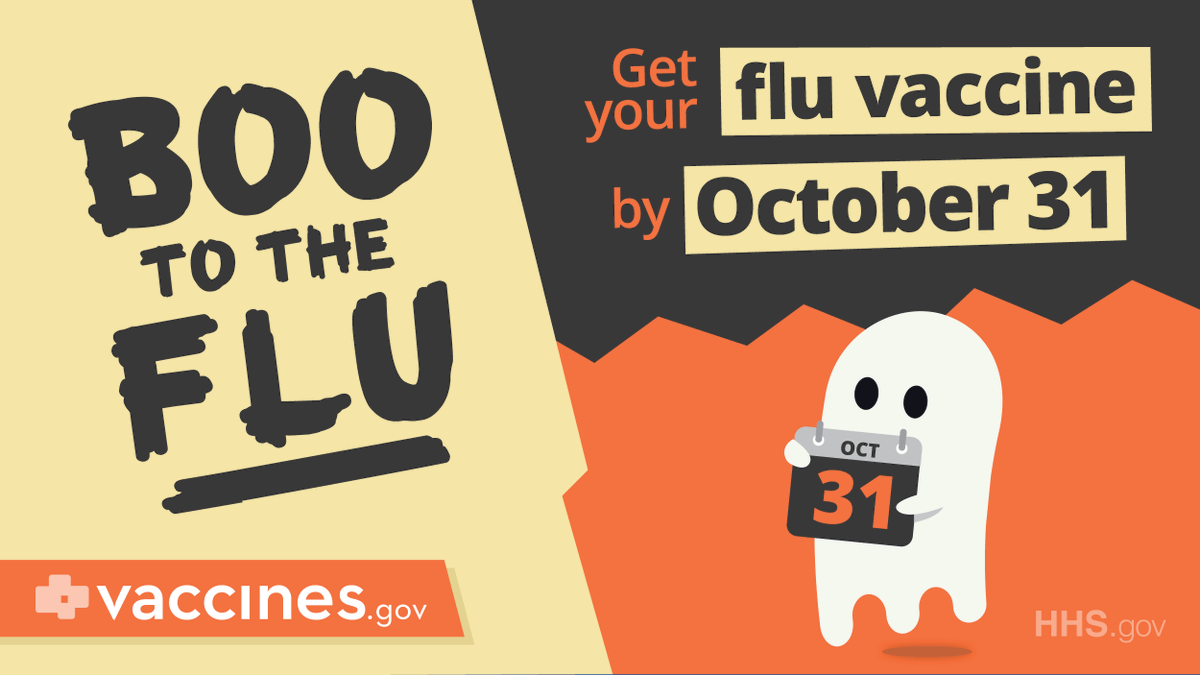 NJSenDems's tweet photo. Tomorrow is Halloween, and the #FluSeason will be starting soon! #BOOtheFlu by getting your flu shot! #VaccinesSaveLives https://t.co/pSQ8lczXLI