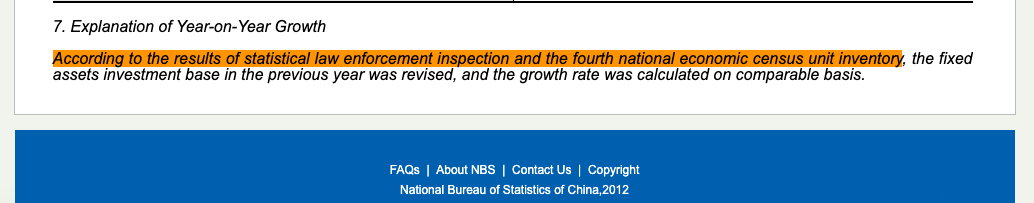 3/x: NBS explained away the change in a short footnote, stating that historical data were adjusted on the basis of the “fourth national economic census unit inventory.” http://www.stats.gov.cn/english/PressRelease/202010/t20201020_1794931.html