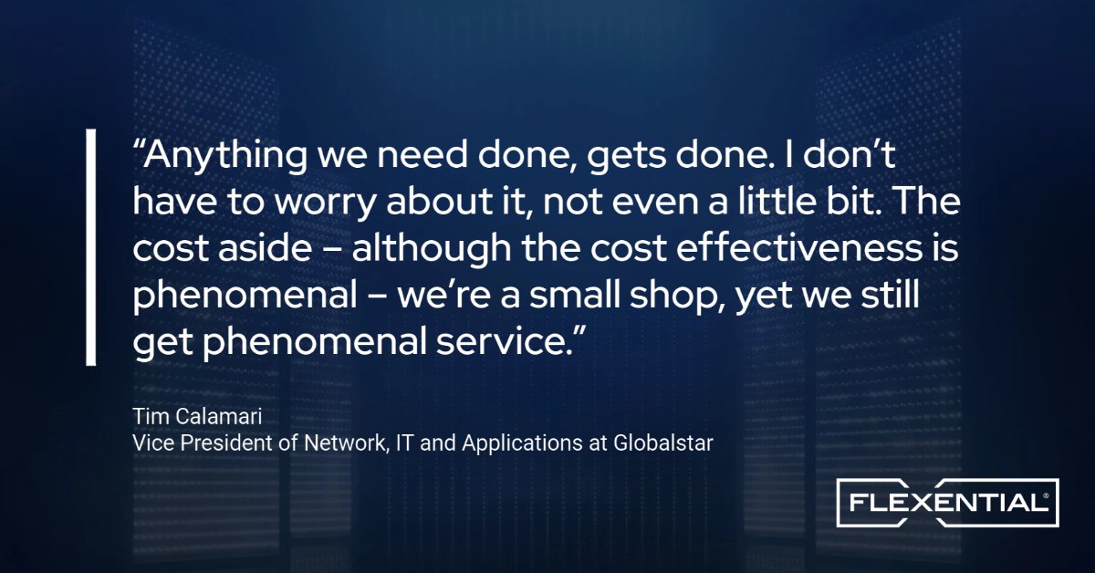 To ensure its #satellite transmissions are always available, Globalstar, a leading provider of mobile satellite voice and data services, partnered with Flexential for reliable #colocation, #connectivity, #security and #compliance services: https://t.co/rc6SaNA1DY #BeyondFourWalls https://t.co/EM1gIqSdfM