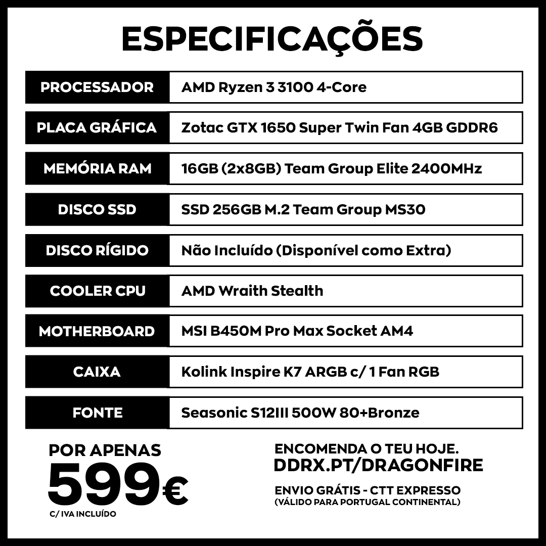ddrxpt's tweet photo. Leve na carteira, forte no desempenho. 💪

O novo refresh do DRAGONFIRE traz-te 16GB de RAM pelo mesmo preço!

1 disponível para envio/recolha imediata.

Apenas por 599€. 😲
Encomenda o teu hoje.
https://t.co/PJoeC7AQL1 https://t.co/2N5rTurd7X