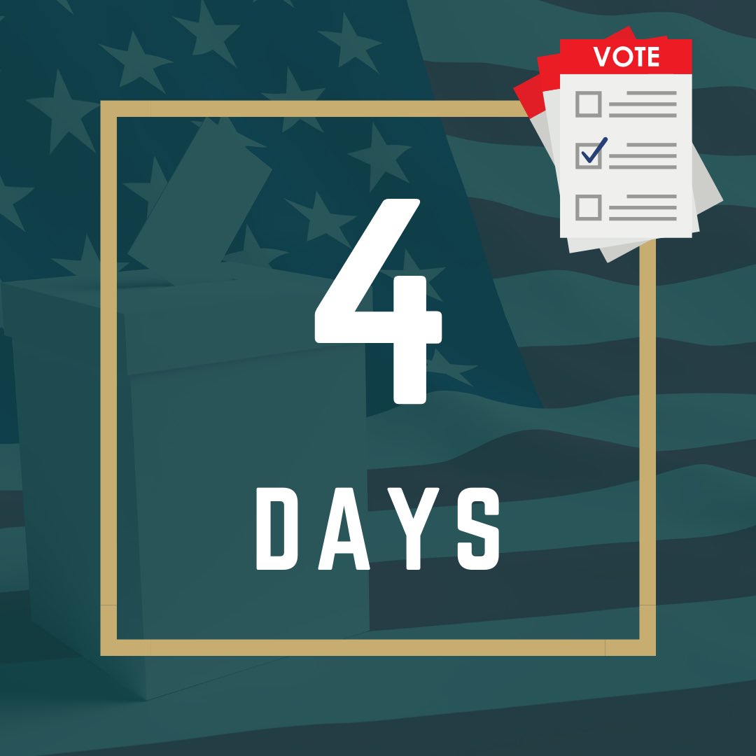 hmcghee's tweet photo. There are only 4 days left until #ElectionDay and we still need poll workers. Volunteer to #workthepolls on Election Day - Tuesday, November 3rd. β‘οΈ Visit https://t.co/x5bK6acO96 @workthepollsorg
#pollworkers #VOTE https://t.co/nNUXDzaQQV