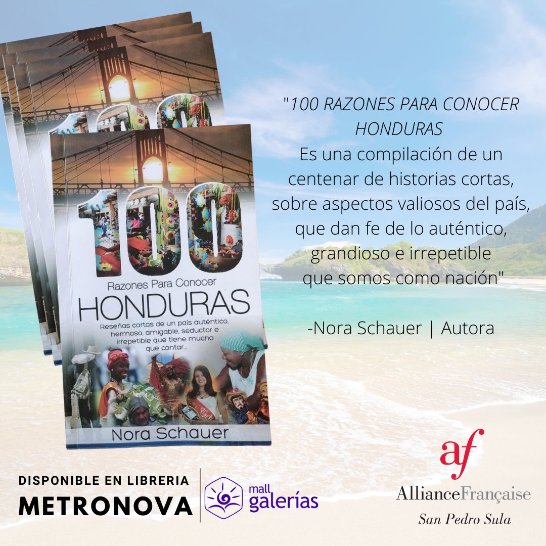AliFranCult's tweet photo. Aquí te damos una razón más para apoyar el talento. 

Nora Schauer una periodista hondureña con más de 35 años de carrera en las comunicaciones, nos presenta su último libro el cual te da 100 únicas razones por las cuales debes amar y conocer Honduras. https://t.co/LbdpYPgEfC