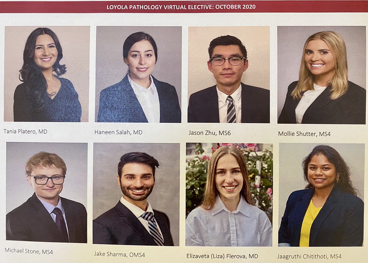 KMirza's tweet photo. As the @loyolapathology #PATH415 virtual #PathElective comes to an end, I want to give a huge shout out to these fantastic students - we may not have seen you all in person, but you impressed us all the same! We wish you all the best of wishes for #Match2021 and #PathMatch21 https://t.co/BHQrKJPe8z