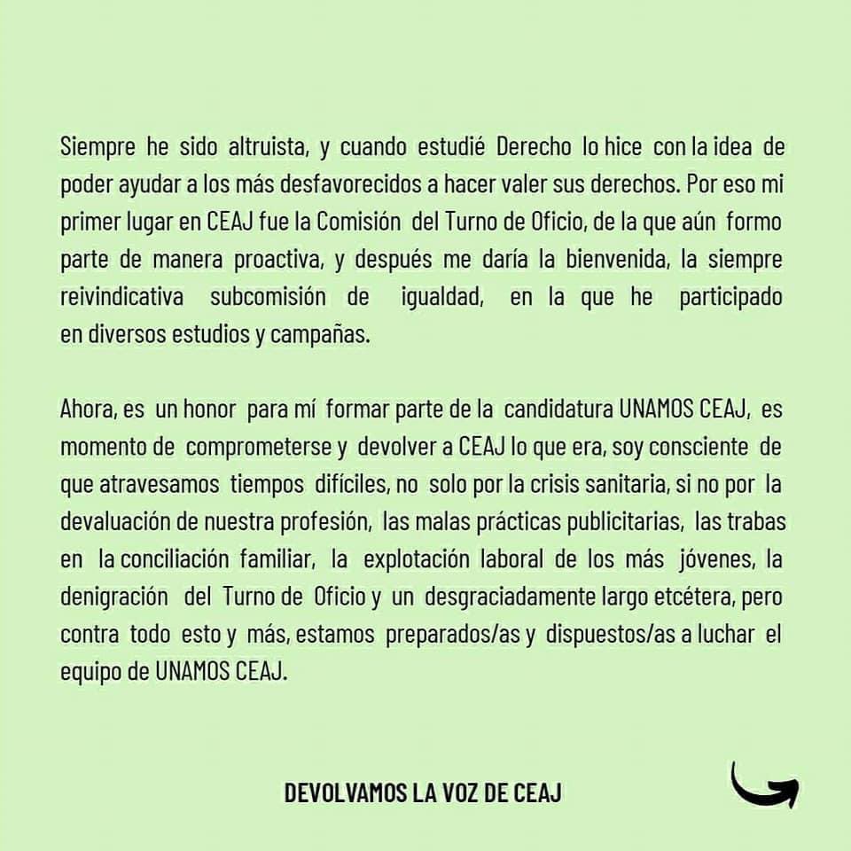 AJA_Castellon's tweet photo. Desde Aja Castellón le deseamos toda la suerte a nuestra Presidenta @crisanma en las elecciones a #CEAJ como componente de la candidatura #unamosceaj Estamos contigo Presi!!! https://t.co/OQwAHlar3o