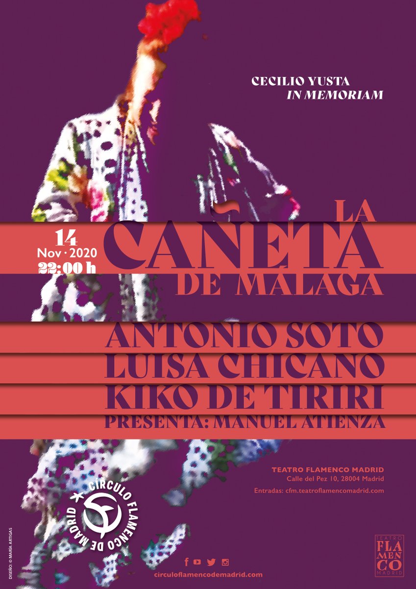 14/11 Concierto de La Cañeta de Málaga en <a href="/cirflamencomad/">Círculo Flamenco de Madrid</a> en memoria de Cecilio Yusta <a href="/carlosmb1974/">Carlos Martín Ballester</a> <a href="/elflamencovive1/">El Flamenco Vive</a> <a href="/deflamenco_com/">deflamenco</a> <a href="/CADFlamenco/">C.Andal.Doc.Flamenco</a> <a href="/CulturaCuenta/">➧ Agencia Andaluza de Instituciones Culturales</a> <a href="/Madrid_Cultura/">Madrid Cultura</a> <a href="/TeatroFlaMadrid/">TeatroFlamencoMadrid</a> <a href="/TeatroAlfil/">Teatro Alfil</a> <a href="/guiaflama/">Guía Flama</a> <a href="/Caminosdelcante/">Caminos del Cante</a> <a href="/aireflamenco/">aireflamenco.com</a> @chalauracom <a href="/RevZocoFlamenco/">Revista ZocoFlamenco</a>