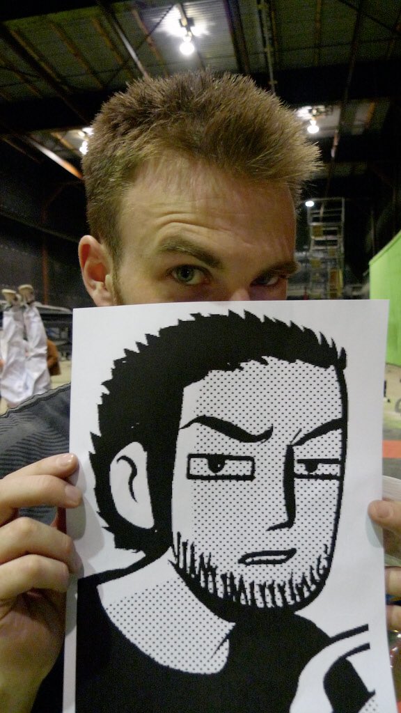 lucas lee (scott pilgrim vs the world)a signed print of himself. but the actual signature came from his stunt double. he was too lazy to do it all himself