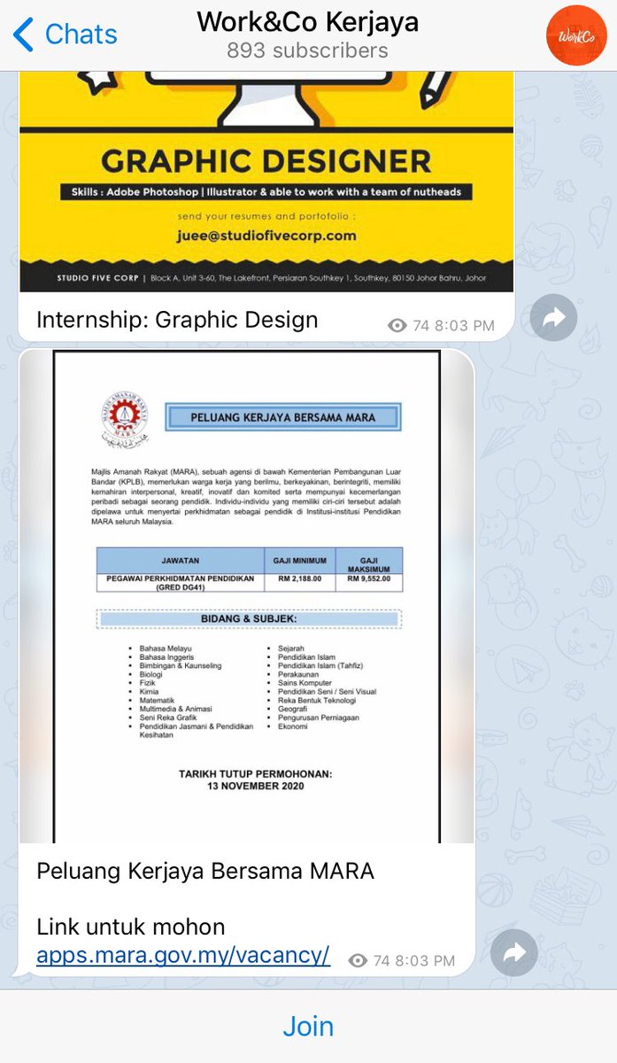 worknco's tweet photo. Yang tengah job hunting tu, jangan lupa follow telegram channel kami untuk dapatkan info mengenai jawatan kosong. Good luck! 😉

https://t.co/byBieZYy1r https://t.co/Kb8A7gGz2z