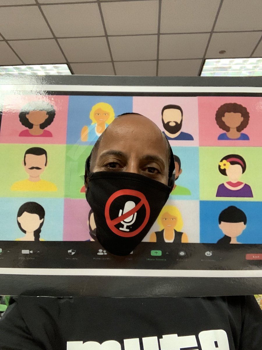 CecilShy1's tweet photo. Mute your mic! Zoom police #adminredribbonfun ⁦@ajbushelem⁩ https://t.co/2XIMaW5JaC