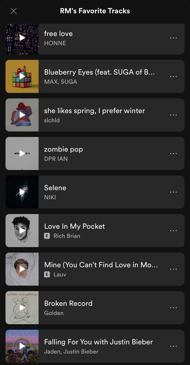 76. Namjoon added 'Falling For You' by Jadan Smith with Justin Bieber on his Spotify Playlist.