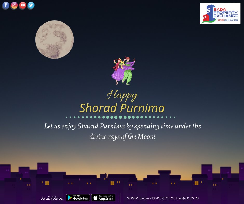 BadaPropertyApp's tweet photo. Let us enjoy Sharad Purnima by spending time under the divine rays of the Moon! Happy Sharad Purnima!! https://t.co/Bp0IoWlLUS