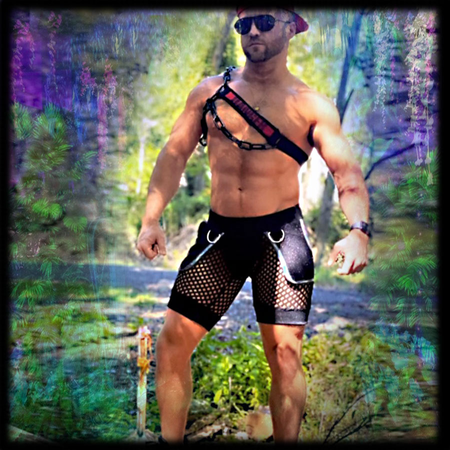 ssTricksApparel's tweet photo. It's a WILDERNESS out here, Colby Melvin is your guide, and we're ready to go down under 💥 Nature is wearing Colby and Colby is  Wearing our chain harness and Techno Joggers. https://t.co/ZXo7kK8yE6