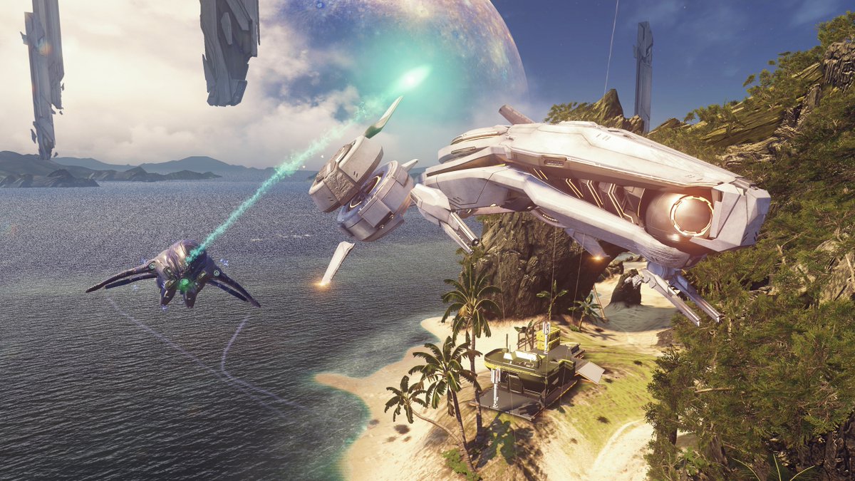 Halo's tweet photo. Compact, nimble, and bristling with firepower, the Phaeton gunship provides air support for Promethean forces. #FictionFriday https://t.co/EG8Wr2swR0