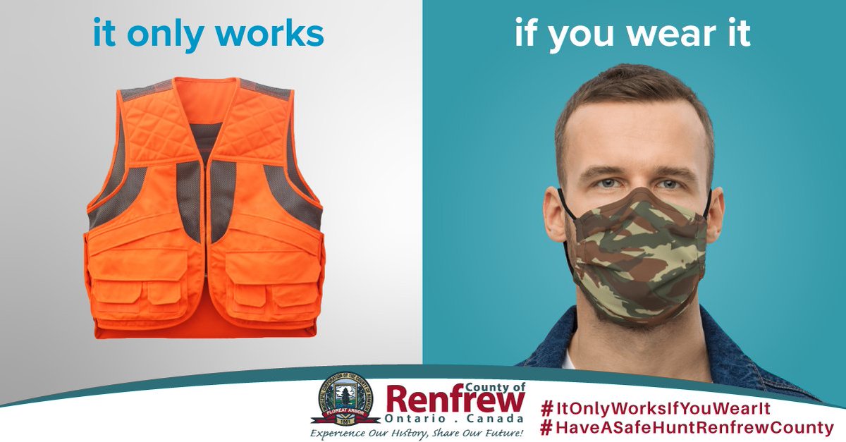 RenfrewCounty's tweet photo. It only works if you wear it. Mask up, Renfrew County.
🦌⚠️😷
#HaveASafeHuntRenfrewCounty #MaskUpOrLockDown https://t.co/Zmay0WJ50n