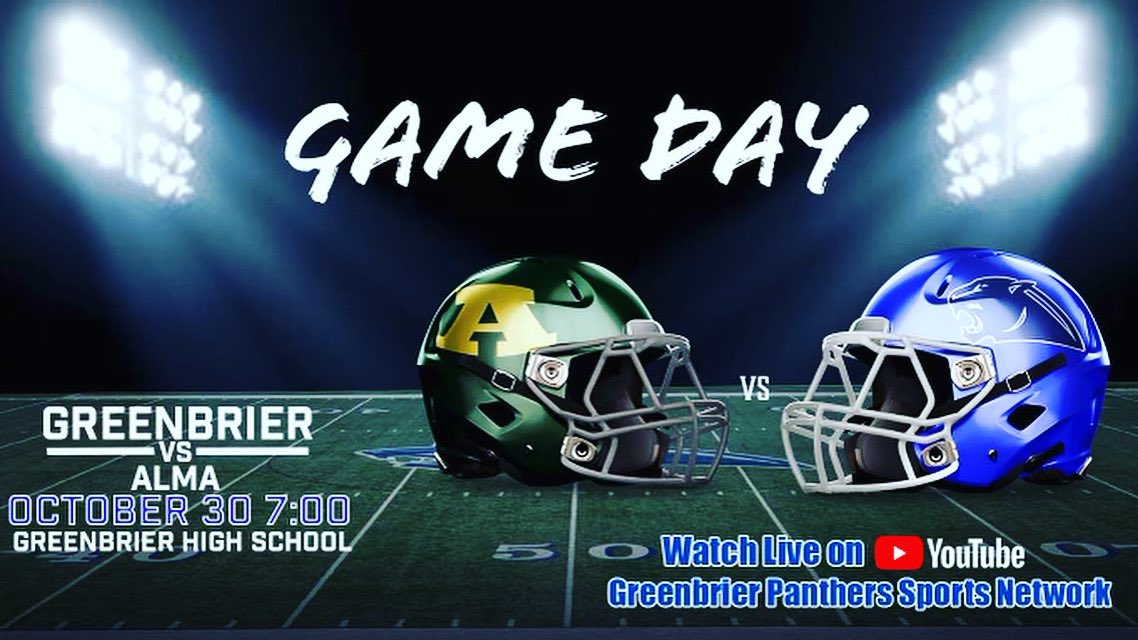 BrierFootball's tweet photo. Game Day ‼️‼️

The Alma Airedales come to town for a big time 5A West matchup ‼️

Panthers ⚠️ Airedales - Kick off - 7 pm ‼️‼️

Watch live stream on YouTube - Greenbrier Panthers Sports Network ‼️

#pantherway #beatalma #galations6:9 #harvestseason https://t.co/5qOaaC1IHp