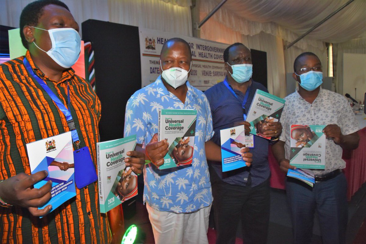 Health Cabinet Secretary Sen.Mutahi Kagwe,Devolution Cabinet Secretary Eugene Wamalwa, Chair of Council of Governors among others during the launch of Kenya Health Sector Partnership and Coordination 2018-2030 &amp; Road to Universal Health Coverage <a href="/SarovaWhitesand/">Sarova Whitesands Beach Resort & Spa</a>