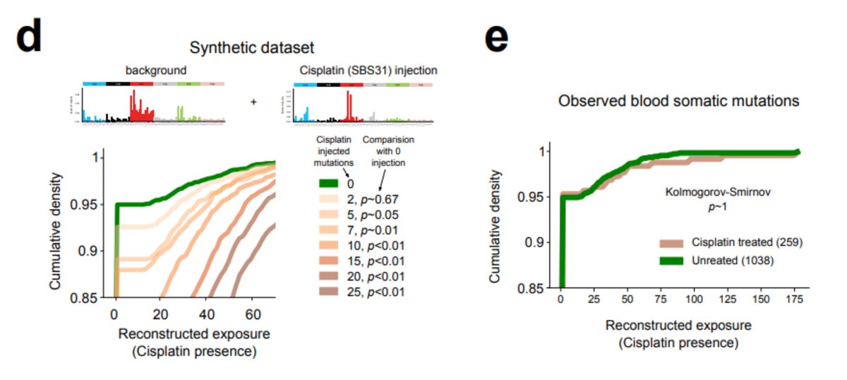 With the help of  @fmuinos we devised a test, using a method by Steve Rozen,  @alvinwtng,  @ArnoudBoot86, that proved sensitive enough to detect the signal if at least 10 platinum-related mutations were present in the sample. Nevertheless, the signal is NOT there!