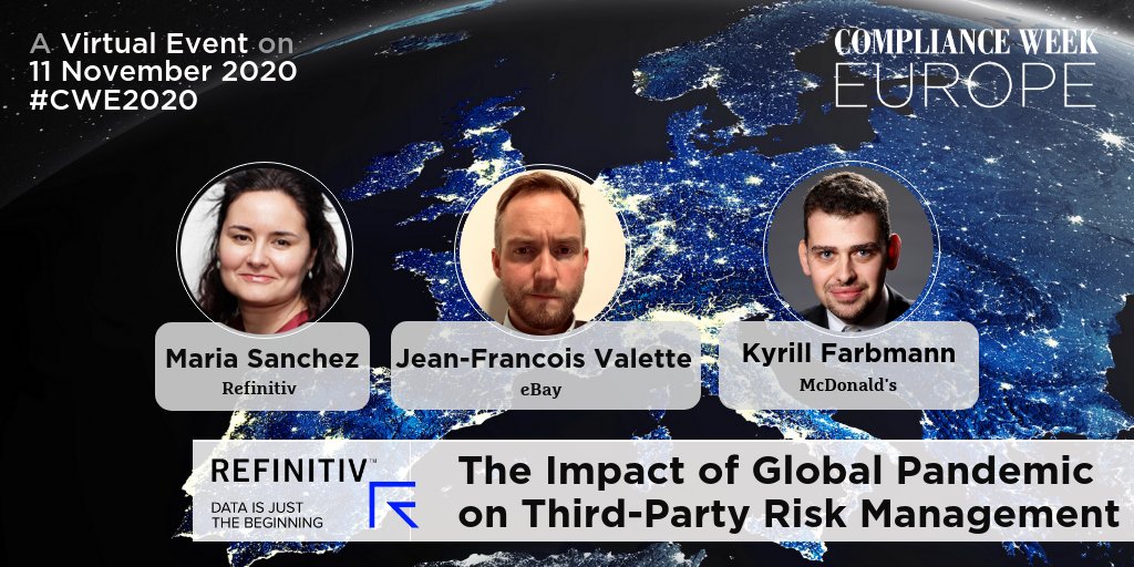 TheRedFlagGroup's tweet photo. @Refinitiv is sponsoring @complianceweek Europe! Join our session, The Impact of Global Pandemic on Third-Party Risk Management, on 11 November at 13:00 GMT for free by using comp code REFINITIV100 at checkout: https://t.co/i07c6GKCgG https://t.co/sJXXWM5A9C