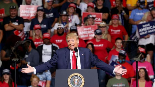 thehill's tweet photo. Nearly 60 percent disapprove of Trump's big rallies during pandemic: poll https://t.co/Bp8k91BNYO https://t.co/YpEJlifpXK