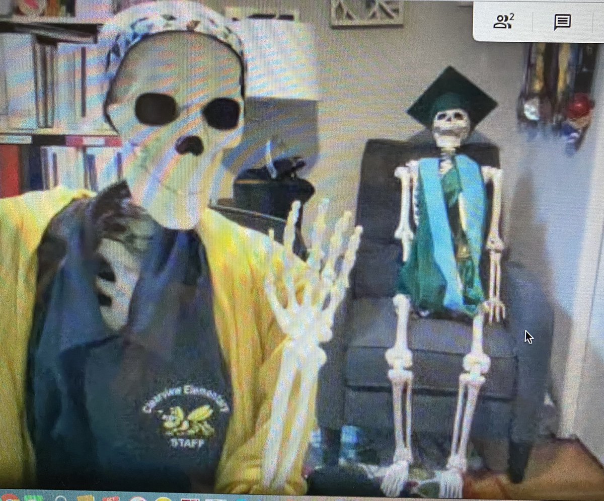 Sarah__Grogan's tweet photo. My kids told me I was looking a little scary today... I guess I’ve learned my lesson about not putting on my makeup before class. 😬#virtualteaching https://t.co/DWBcnDYgks