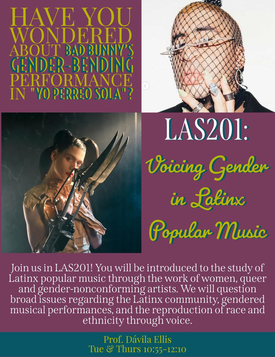 lals_smith's tweet photo. Hey #Smithies! Check out Professor @veroenid's Spring colloquium at @smithcollege, Voicing Gender in Latinx Popular Music (LAS201). #SmithiesLead #LALSAtSmith https://t.co/Z0xVi1qTtL