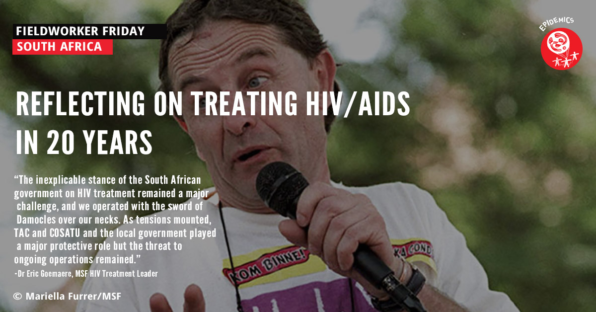 MSF_southafrica's tweet photo. Nompumelelo Mantangana, an MSF nurse and Dr Eric Goemaere reflect on the moments over the past 20 years when they implemented HIV/TB care for the communities of Khayelitsha, as MSF championed the countrywide rollout of Antiretroviral (ARV) treatment, https://t.co/KZidUL8KVs https://t.co/PeiIoUhFGz