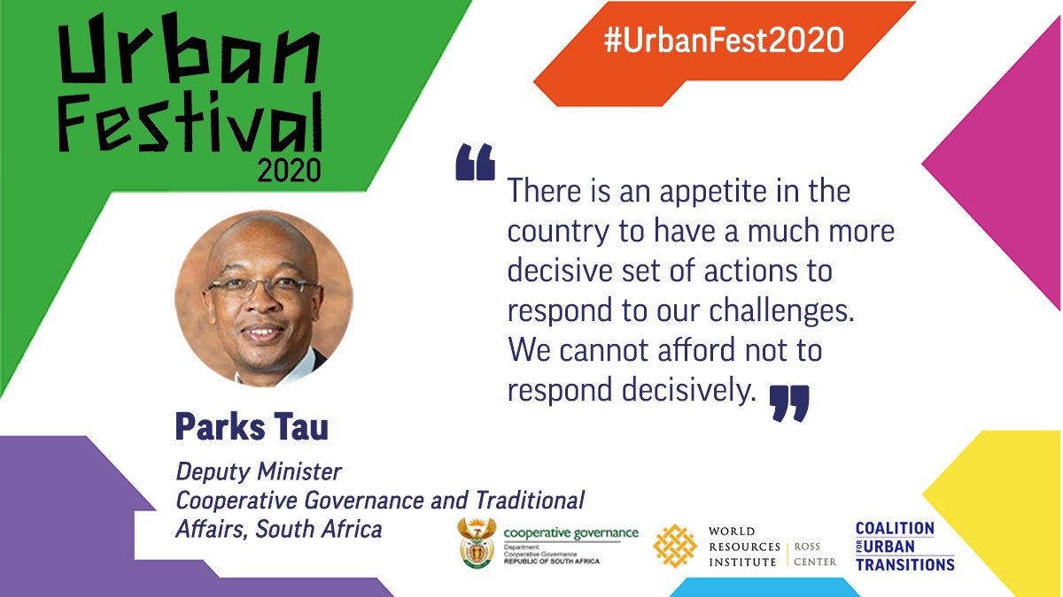 <a href="/TauParks/">Parks Tau</a>: South Africa faces a host of challenges with regards to urban development, compounded by the economic realities of COVID-19. These challenges must be taken into account to ensure #cities can respond <a href="/IUDF_ZA/">Integrated Urban Development Framework</a>  <a href="/NationalCoGTA/">NationalCoGTA 🇿🇦</a> <a href="/WRIRossCities/">WRI Ross Center for Sustainable Cities</a> #UrbanOpportunity