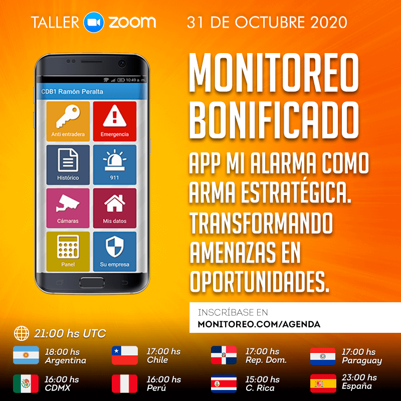 monitoreocom's tweet photo. 📣 TALLER

👉¿Cuándo? Sábado 31/10

👉Plataforma: #Zoom

⌚Horario: 18 hs Argentina (ver su país en imagen)
 
📲Para su inscripción: https://t.co/Unek1YTaM0

¡Los esperamos!

#monitoreo #app #mialarma #misabonados #bonificado #oportunidades #soluciones #estrategias #taller #RED https://t.co/vlDWldcJVM