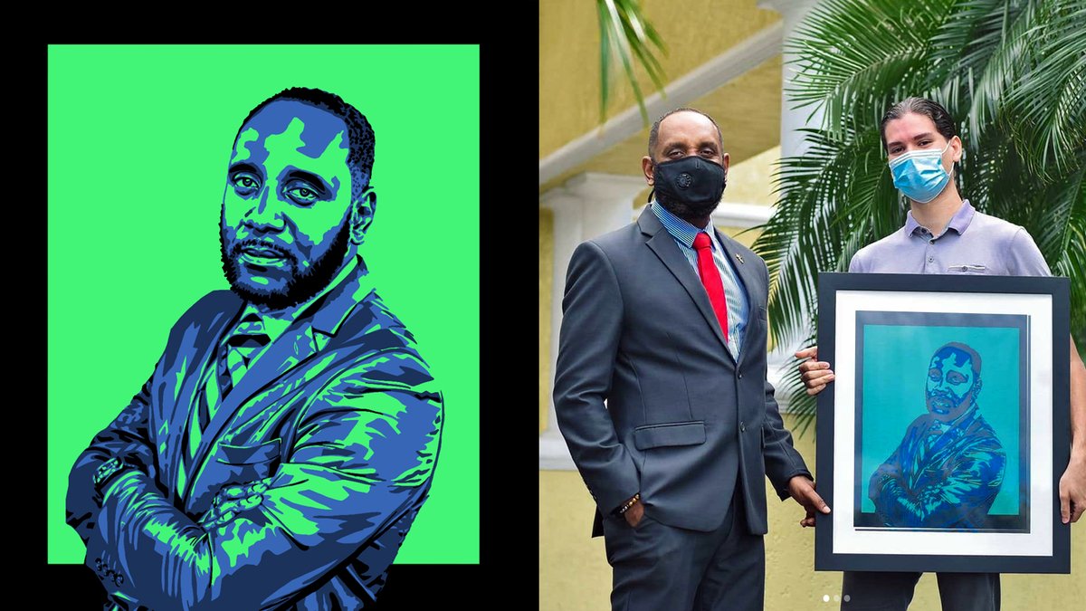 UBVisualArts's tweet photo. We love it when class projects are rewarded! Thanks to media personality @Sawyerjerome  for recognizing talent and supporting UB student Jordon Ritchie’s portrait illustration project! #illustration #universityofthebahamas #digitalart #bahamas https://t.co/9VaBOFLSAm