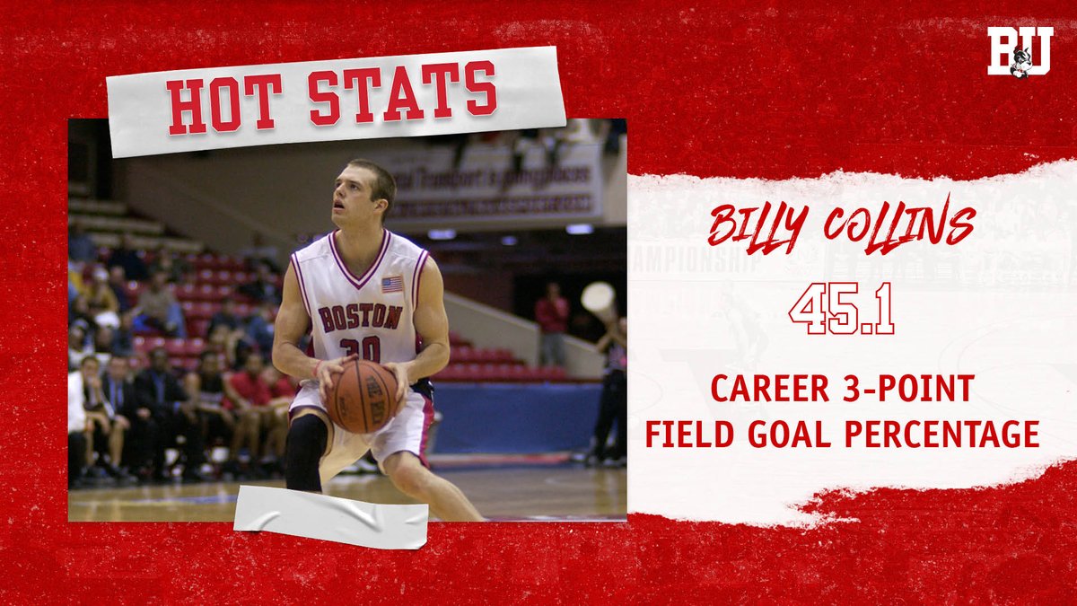 TerrierMBB's tweet photo. 2x team captain and All-Conference honoree Billy Collins ('03) not only led us in rebounding his final two seasons but also graduated with the #BU season (48.2) and career (45.1) record for 3FG%. #HotStats 🔥 https://t.co/984AT2hTuC