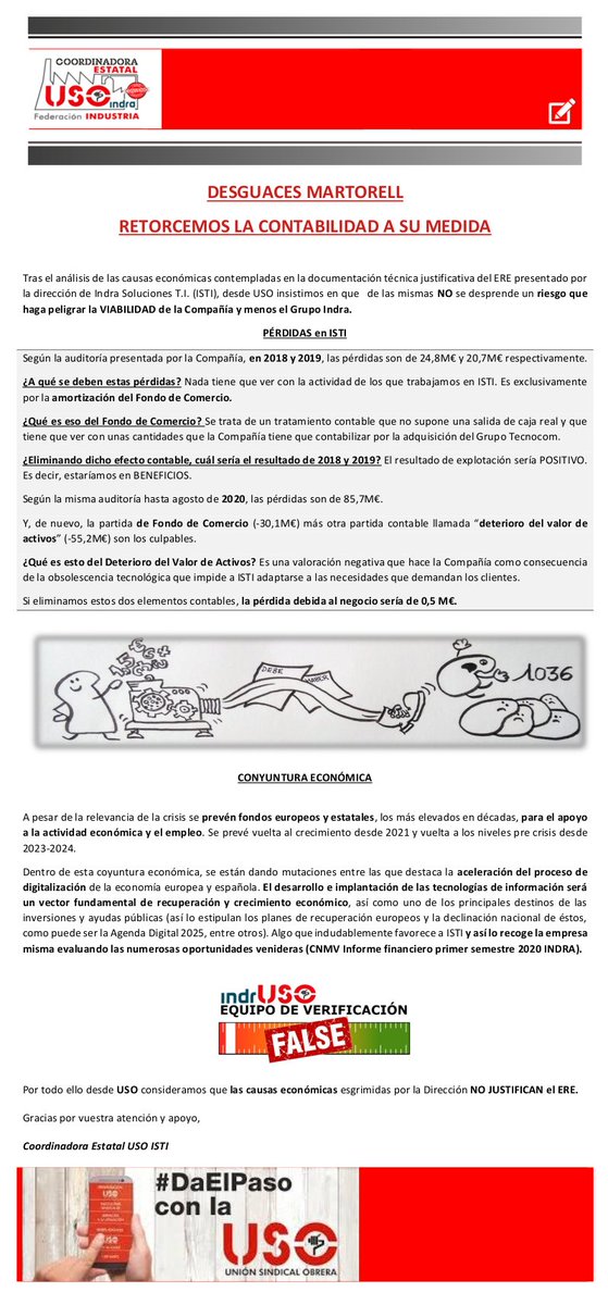 USOIndMinsait's tweet photo. Pedimos HELP! Necesitamos que los politc@s nos defiendan ante el Desguace de Martorell @IndraCompany @MiguelUrban @ernesturtasun @equipoGabilondo @JSMadrid, @iunida @joanbaldovi @compromis, @monicaoltra @PODEMOS @Adrilastra @IndraSisEnLucha @IndraEnLucha https://t.co/tUFH8N5RMB