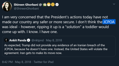 29)Ghorbani was angry of President Trump exiting Obama’s nuclear deal with Iran, aka the JCPOA.This is another characteristic of Iranian apologists/lobbyists.