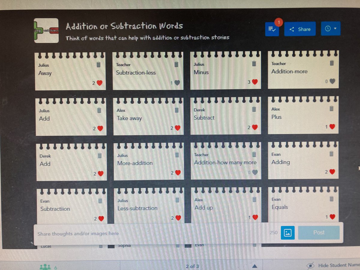What great math stories our virtual learners are creating! Learning the difference between addition and subtraction! #MineolaTogether @MsMiller_J