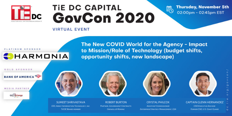 DCTiE's tweet photo. Join us November 4-6 for #tiedcgovcon! As agencies respond to the impacts of COVID, this panel will discuss their strategies to address those impacts in the coming years. Register today:
https://t.co/9K0NZG0H11 https://t.co/z1upJjmqK7