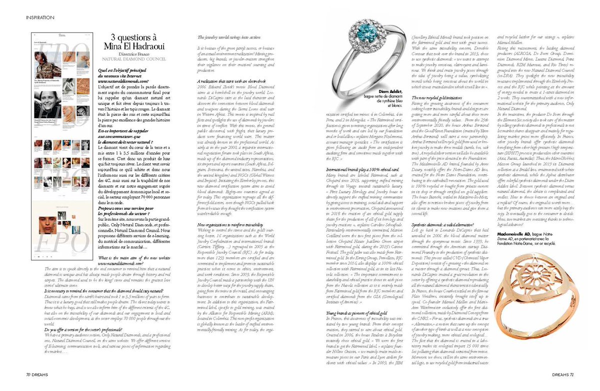 RECOMMENDED ARTICLE | #Kyrabrenzinger from #Dreamsmagazine writes about the sustainable luxury path that more brands are taking, committing to responsibly sourcing with labels such as Fairmined.
