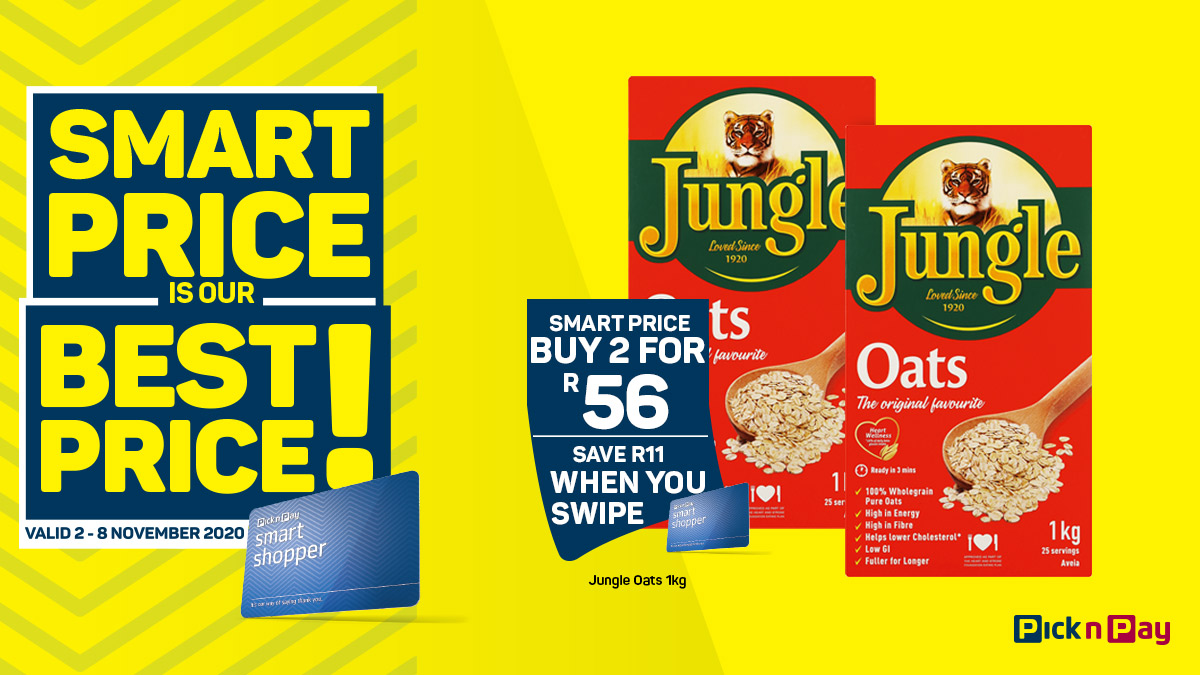 PicknPay's tweet photo. Smart Shoppers pay less! Pick your products, pay better prices. Prices valid 2 – 8 November 2020. https://t.co/g4ri7P5pT8 https://t.co/Jzk7WXye7z