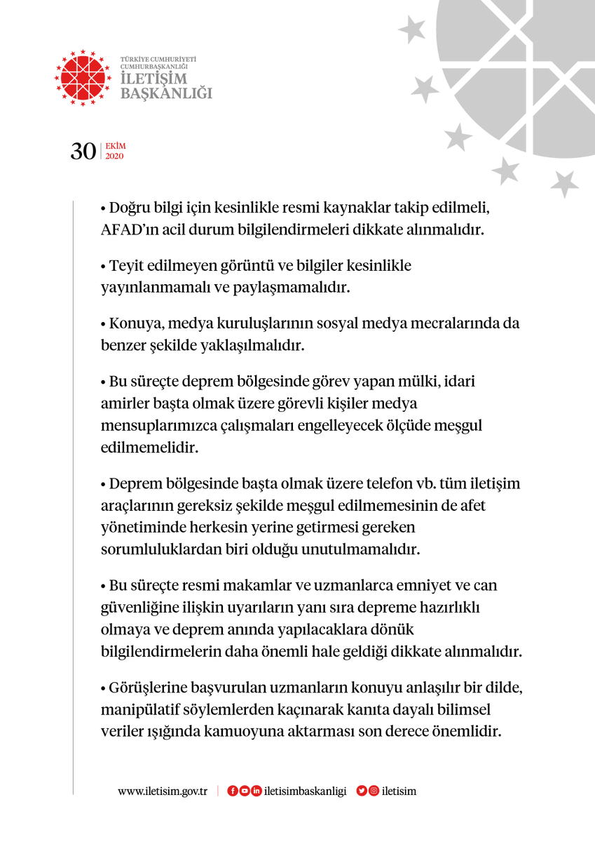 iletisim's tweet photo. ▪️Depreme ilişkin yayınlarda hassasiyet gösterilmesi gereken hususlara dair açıklama https://t.co/KON4fUDAw2