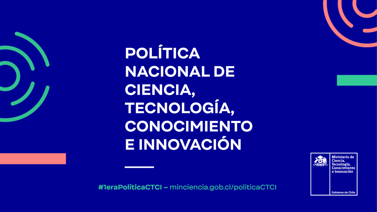 📢Presentamos la #1eraPolíticaCTCI, que cuenta con lineamientos que nos ayudarán a enfrentar desafíos urgentes como la transformación tecnológica🤖, el cambio climático ♻️ y el necesario fortalecimiento de nuestra democracia a través del conocimiento💡

👉minciencia.gob.cl/politicaCTCI