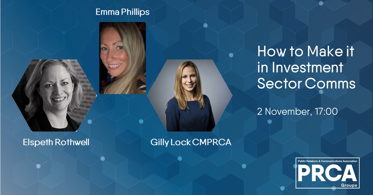 PRCA_HQ's tweet photo. How do you make it in investment sector communications?
Listen to the professionals who know! #PRCANextGen #PRCAInvestment @GillyLock
Book now: https://t.co/1gJpupThqh https://t.co/zDDVjlQP2d