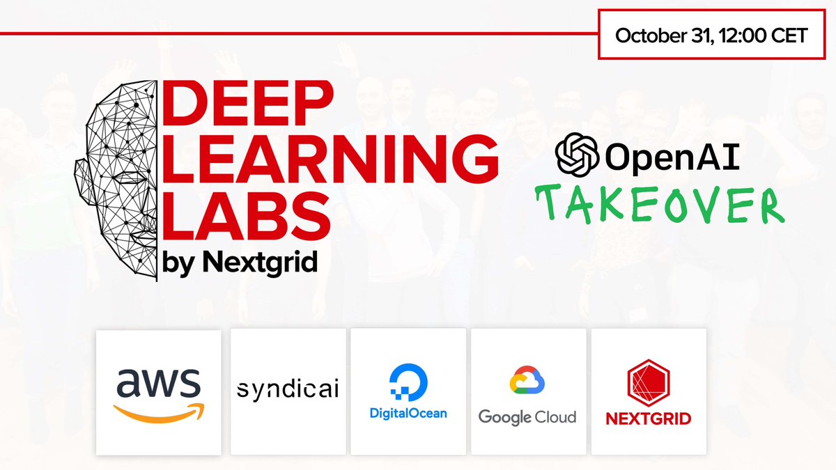 NextgridAI's tweet photo. Join us this weekend when we aim to take over OpenAI gym leaderboards. π
Join us β€οΈ
Details on our website https://t.co/qf2c4ZQXUG or on meetup "deep learning labs" #reinforcementlearning #artificialintelligence #nextgrid #ai #openai #deeplearninglabs https://t.co/cKbnWPtfTt