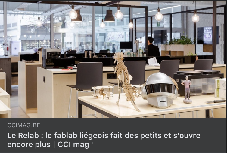 Le RElab fait des émules ! En plus d'accompagner les porteurs de projets et les start-ups, nous accompagnons de plus en plus de grandes entreprises dans le développement de fablabs adaptés à leurs besoins 

Merci @CCILVN pour le bel article 🤩

ccimag.be/2020/10/29/rel…