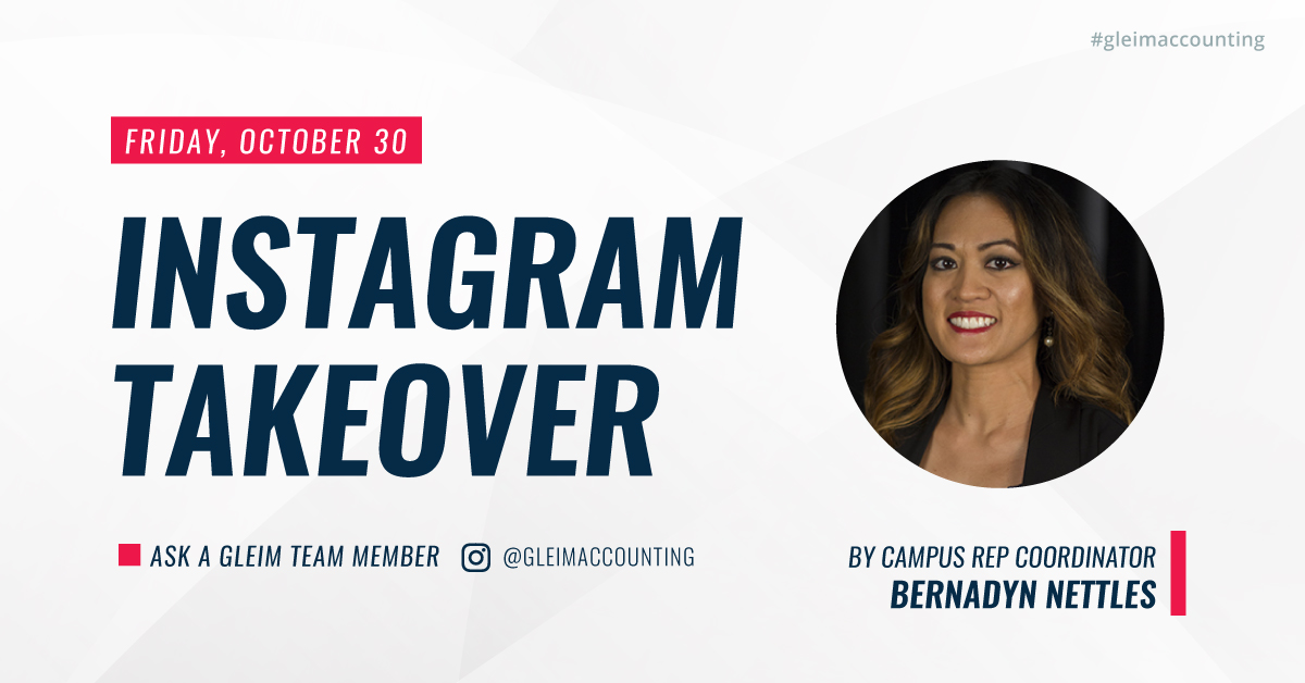 GleimReps's tweet photo. Kamusta! Meet #GleimCampusRep Coordinator Bernadyn Nettles as this month's Instagram Team Takeover contributor. She will share a behind-the-scenes look into her day as the coordinator. Follow along on our Instagram page https://t.co/kesMRVaNbF #GleimAccounting #CampusRep https://t.co/YxiY3Jq2W1