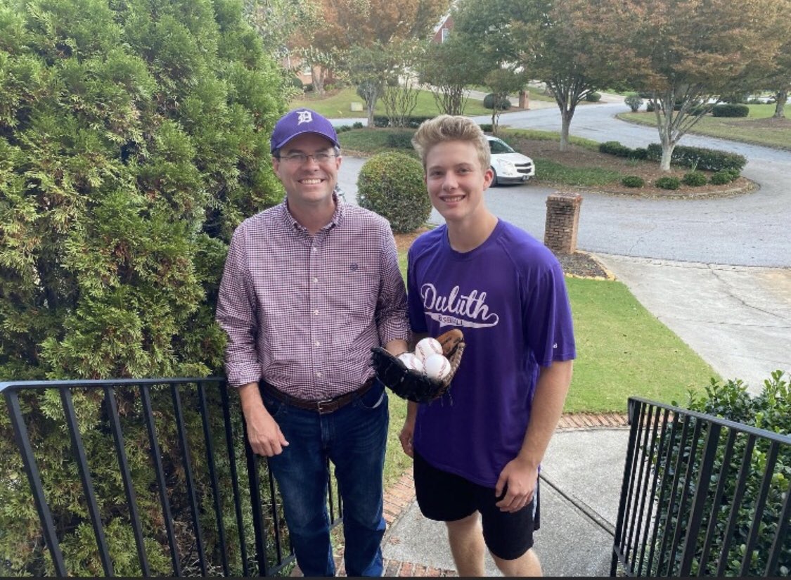 MattReevesGA's tweet photo. Proud to donate some baseballs to Duluth HS Baseball. Comfortable with purple, and hoping for many Wildcats for Matt. Don’t go bananas in the home stretch, get the vote out. https://t.co/Ceb4hu3ZPW https://t.co/KOVtyZ4vkA