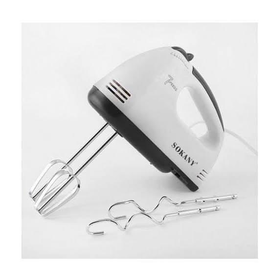 Sokany Hand mixer available Features;7 speed-settings and 180-watt motor:4 stainless steel accessories: Chrome Beater×2, Dough Hook×2.Price- 7500Please RTYou can order through DM or our flutterwave store  https://flutterwave.com/store/everythingsouvenirs